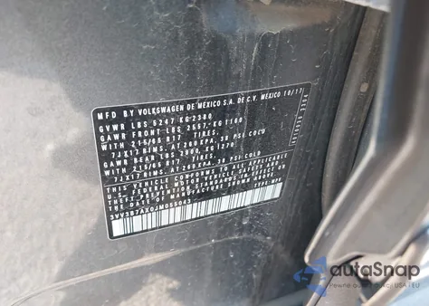 2018 Volkswagen Tiguan 2.0T Se/2.0T Sel из США, поврежденный, VIN 3VV3B7AX0JM055043